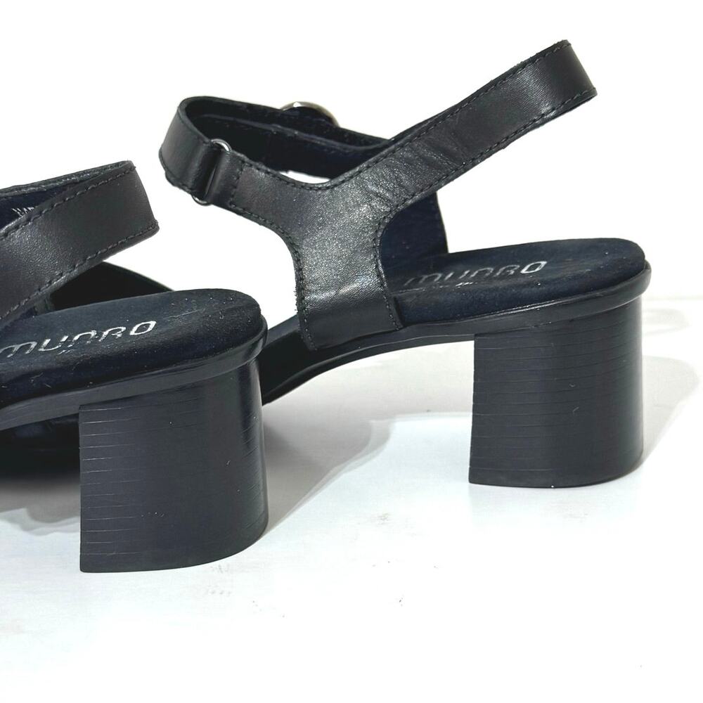 Munro Women’s Hallie Black Leather Slingback Block Heel Sandal Size 8.5 M - Picture 6 of 12